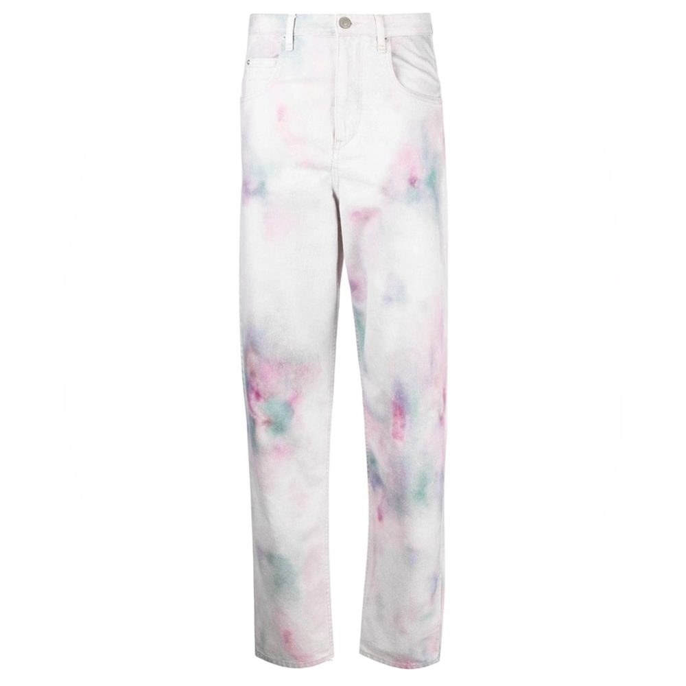 Isabel Marant Étoile Tie-Dye High Waisted Jeans Denim Pastel Cotton Batik - Picture 10 of 16